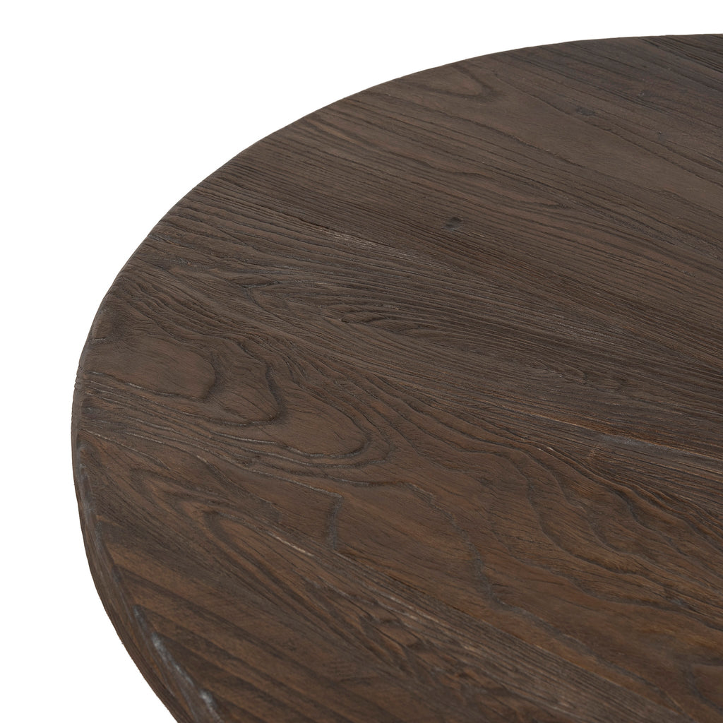 100cm Elm Round Venezia Coffee Table - Dark Brown