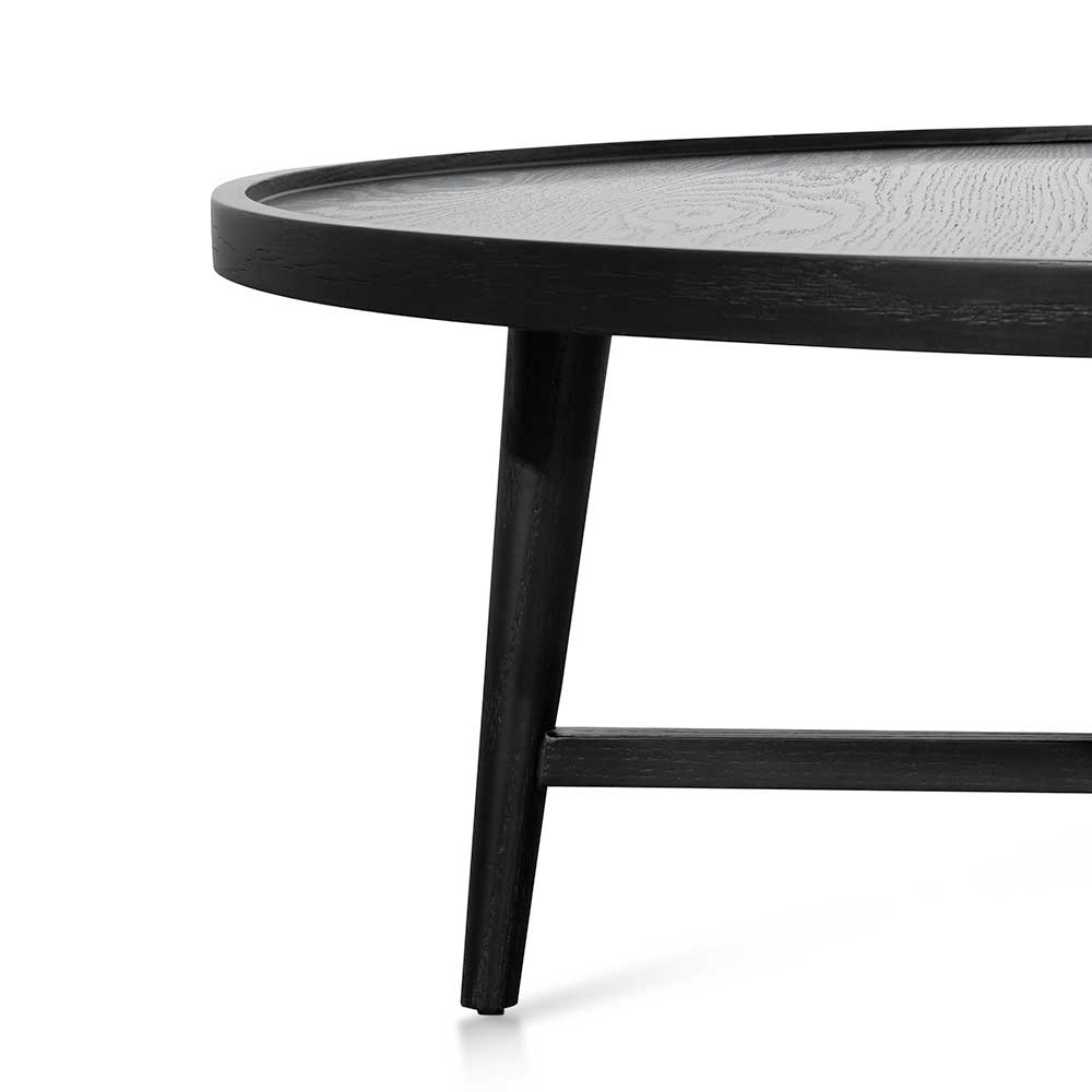 1.1m Wooden Round Venezia Coffee Table - Black