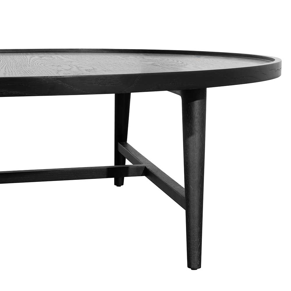 1.1m Wooden Round Venezia Coffee Table - Black