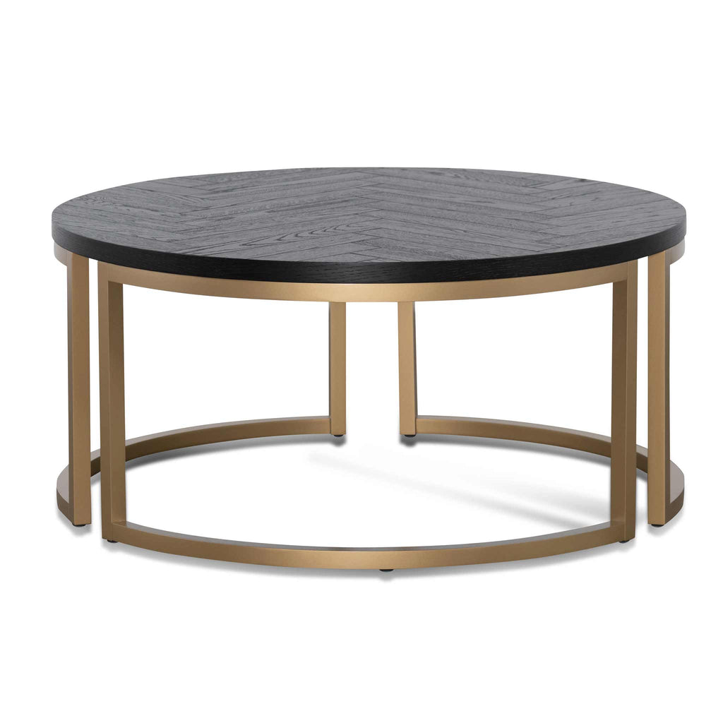 Round Venezia Coffee Table - Peppercorn and Brass