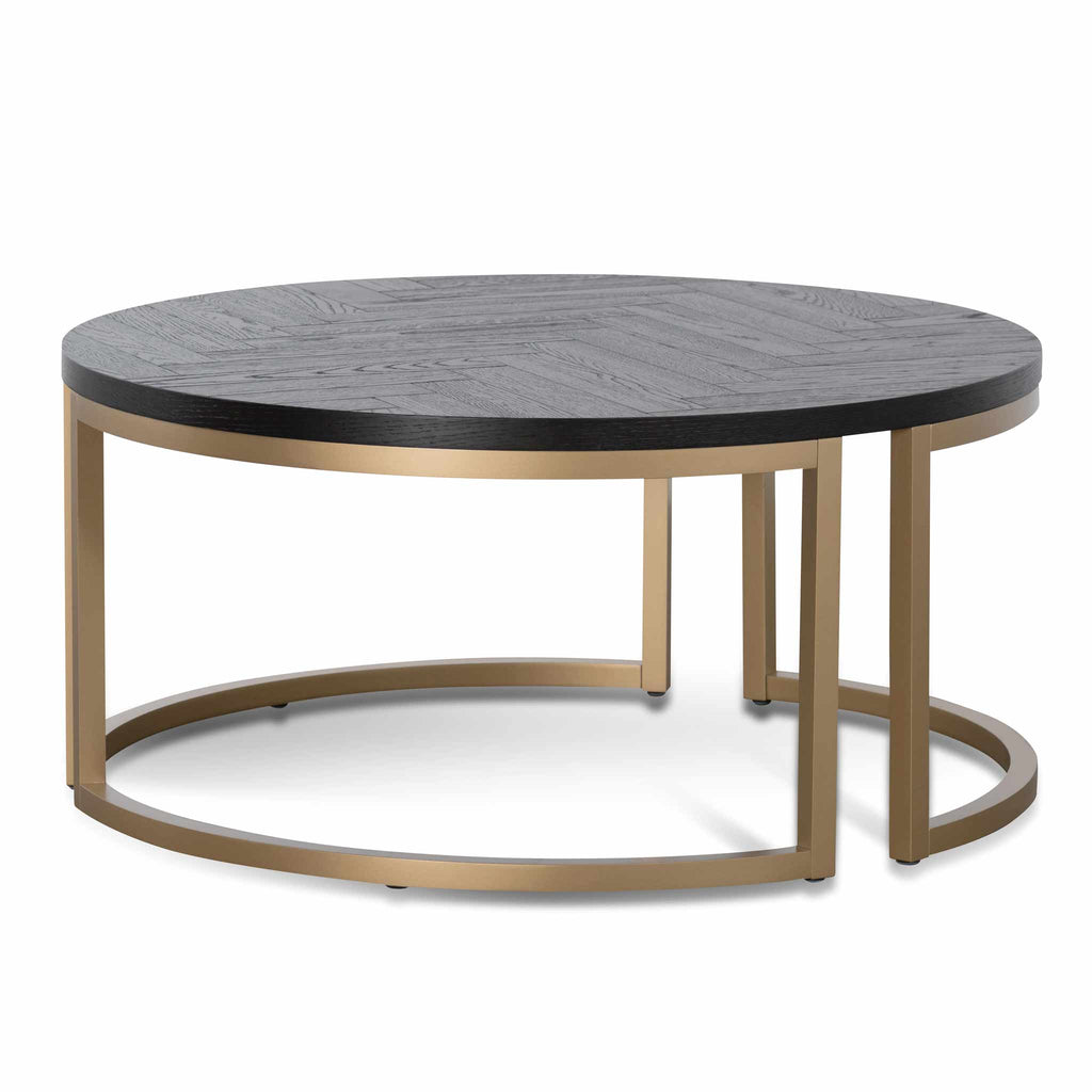 Round Venezia Coffee Table - Peppercorn and Brass