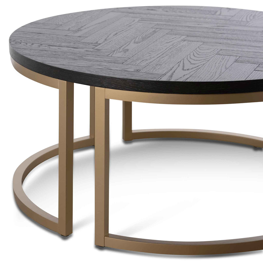 Round Venezia Coffee Table - Peppercorn and Brass