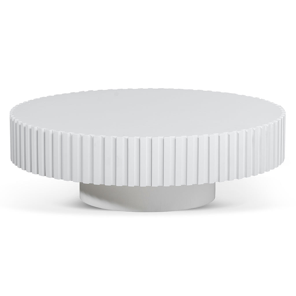 Oak Round Venezia Coffee Table - White