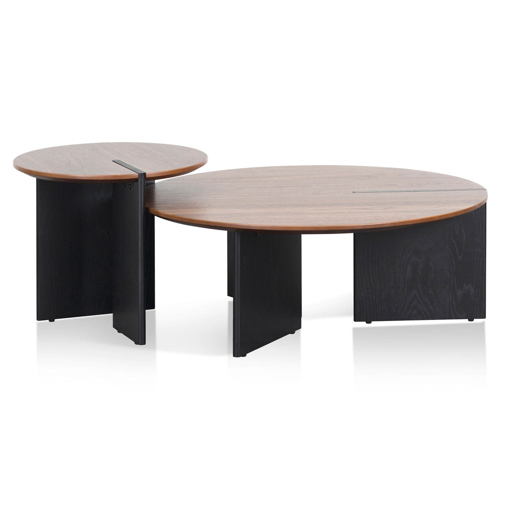 Nest of Light Walnut Venezia Coffee Table - Black Legs