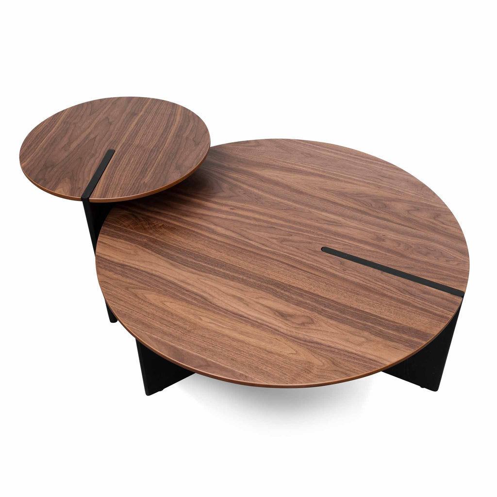 Nest of Light Walnut Venezia Coffee Table - Black Legs