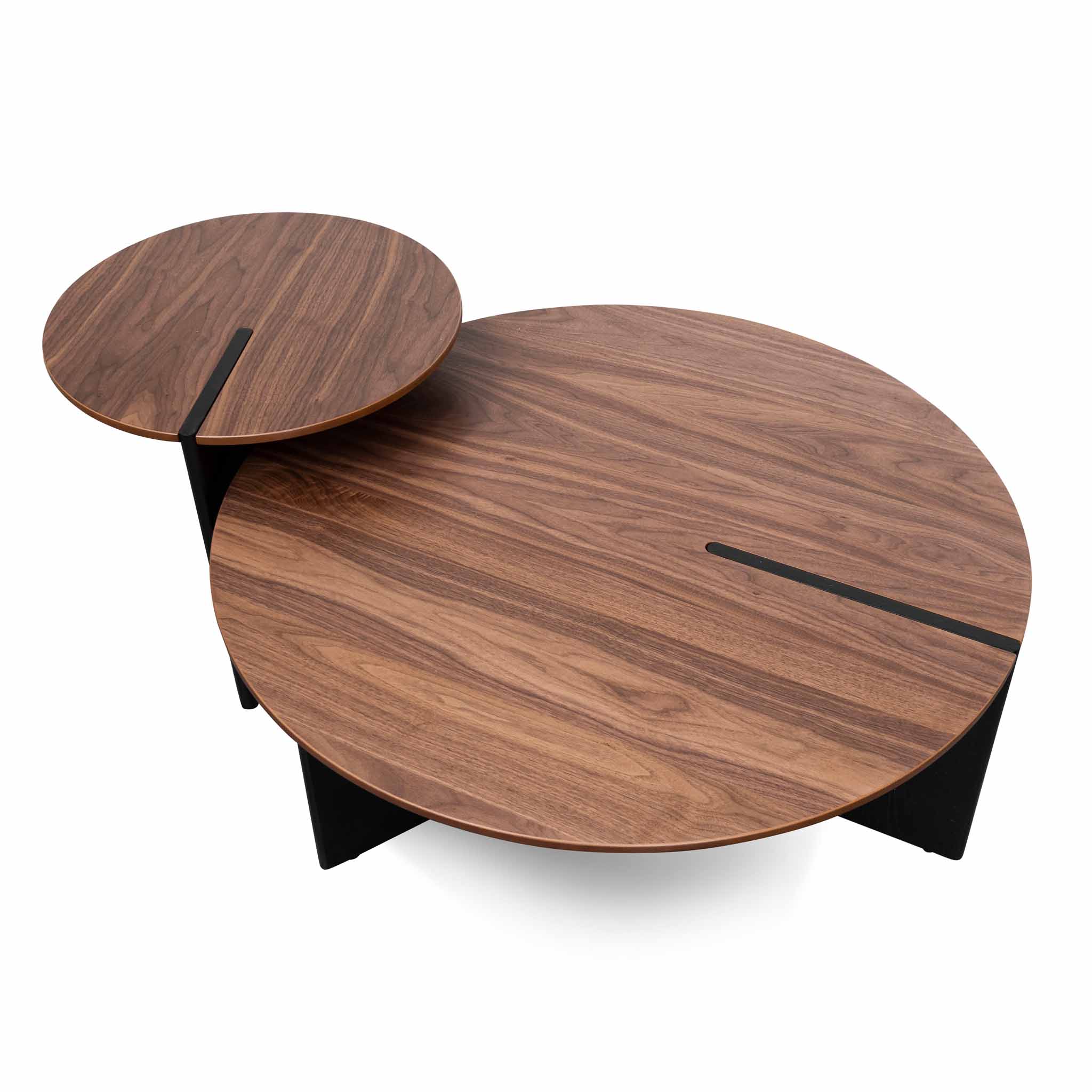 Nest of Light Walnut Venezia Coffee Table - Black Legs