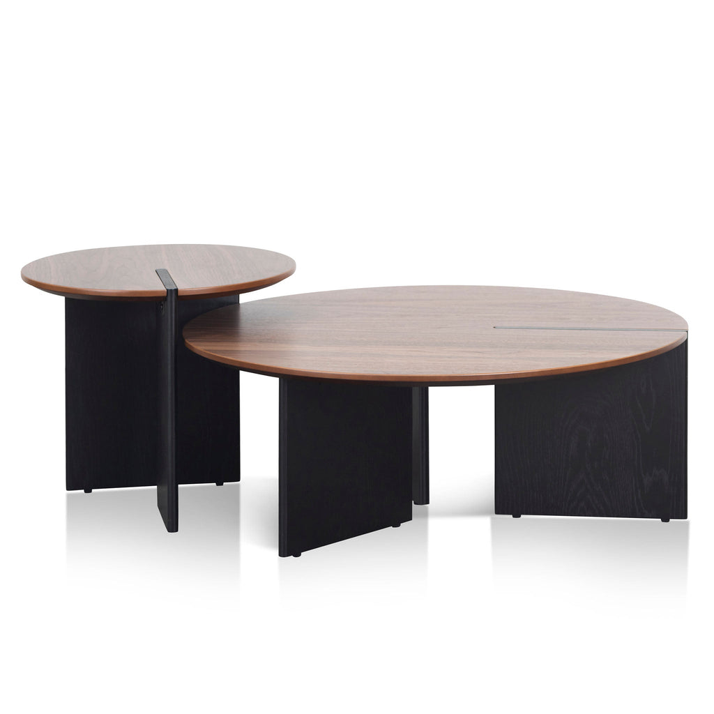 Nest of Light Walnut Venezia Coffee Table - Black Legs