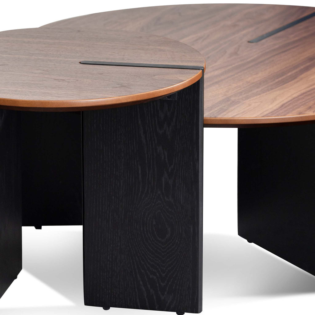 Nest of Light Walnut Venezia Coffee Table - Black Legs