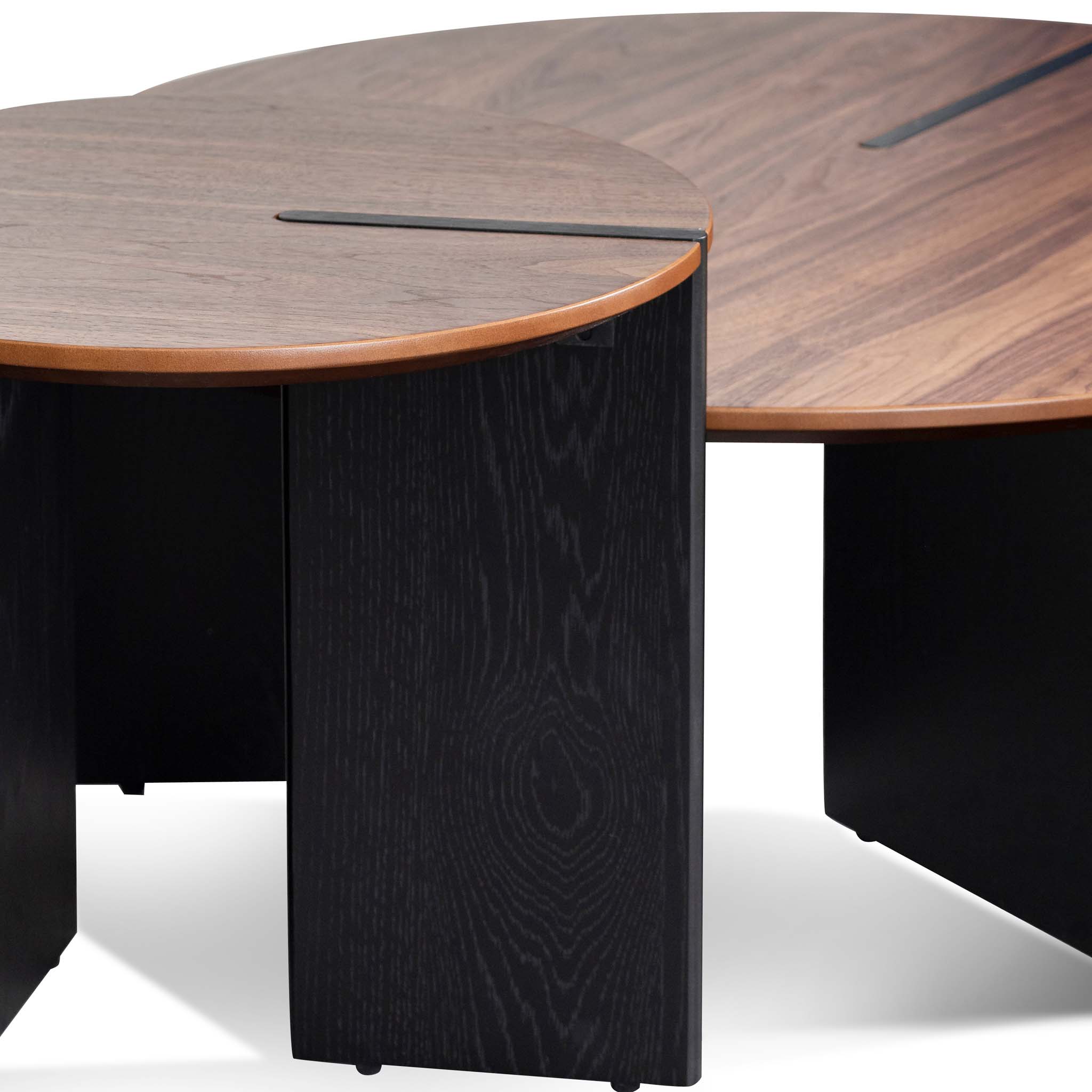 Nest of Light Walnut Venezia Coffee Table - Black Legs