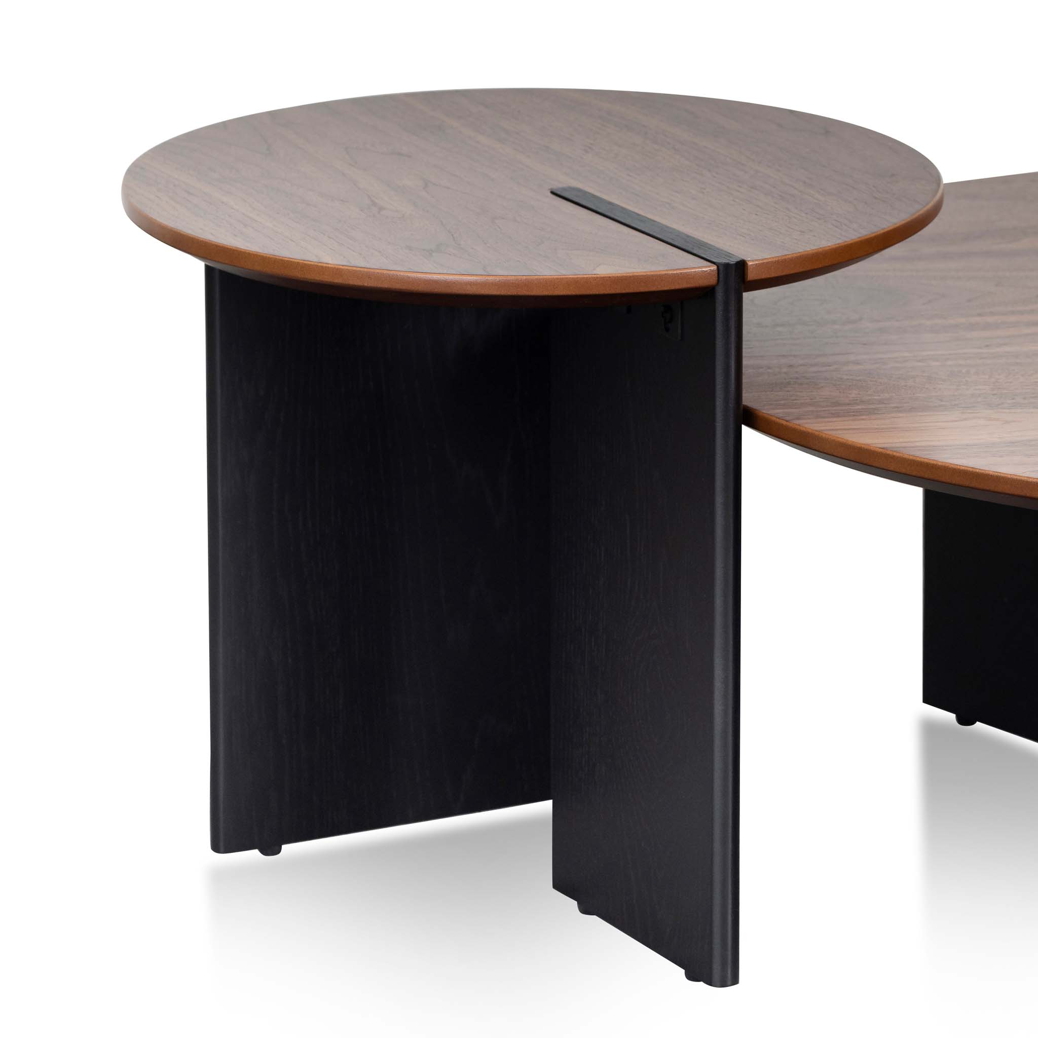 Nest of Light Walnut Venezia Coffee Table - Black Legs