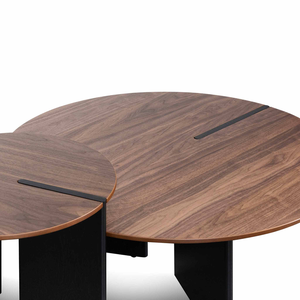 Nest of Light Walnut Venezia Coffee Table - Black Legs