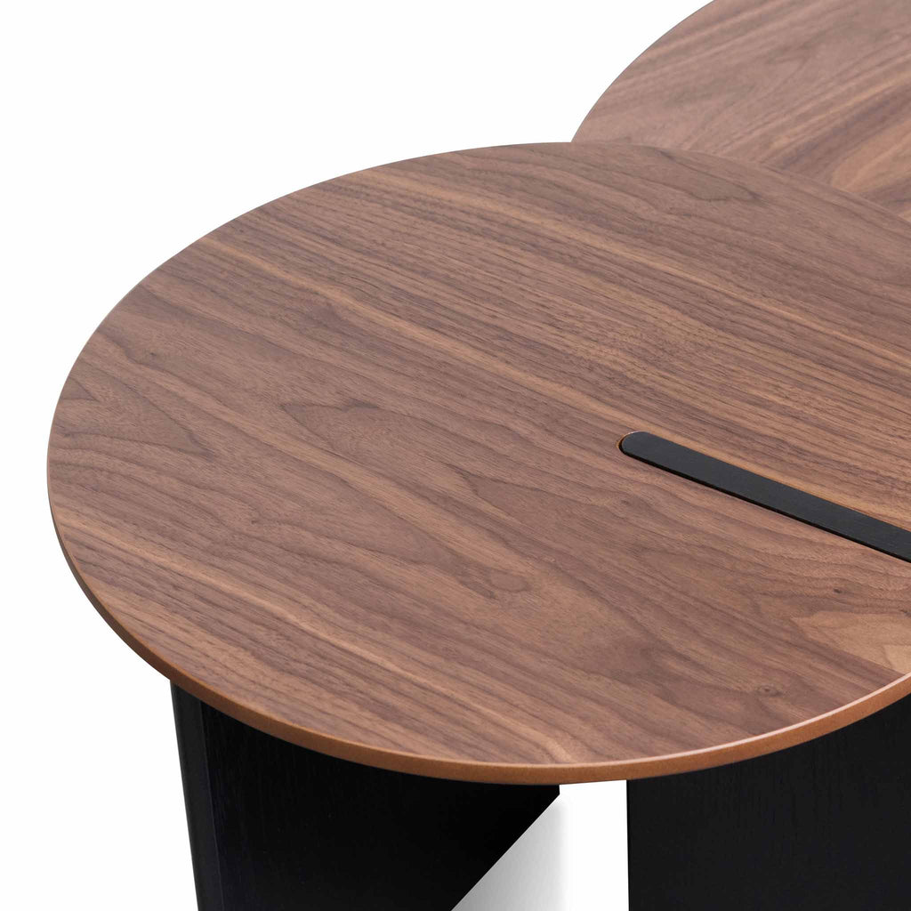 Nest of Light Walnut Venezia Coffee Table - Black Legs