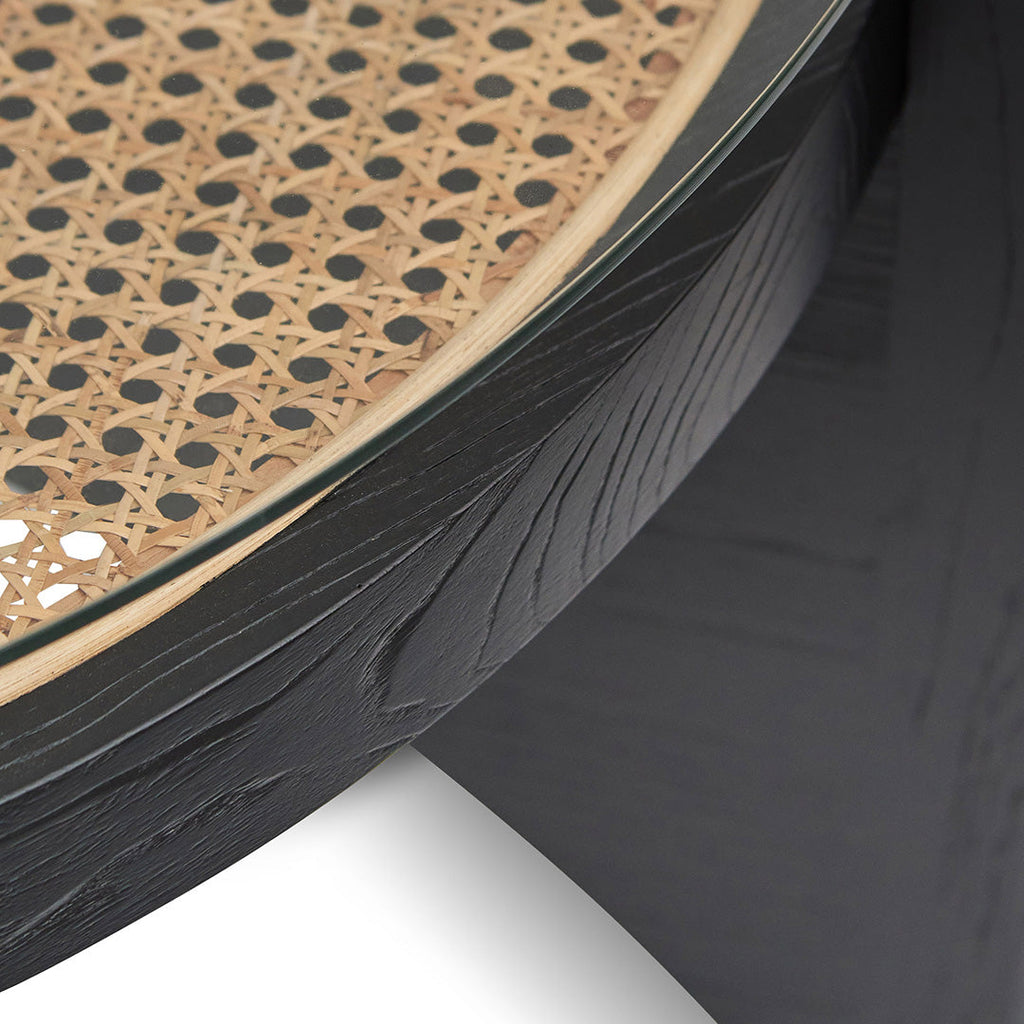 96cm Round Glass Venezia Coffee Table - Black