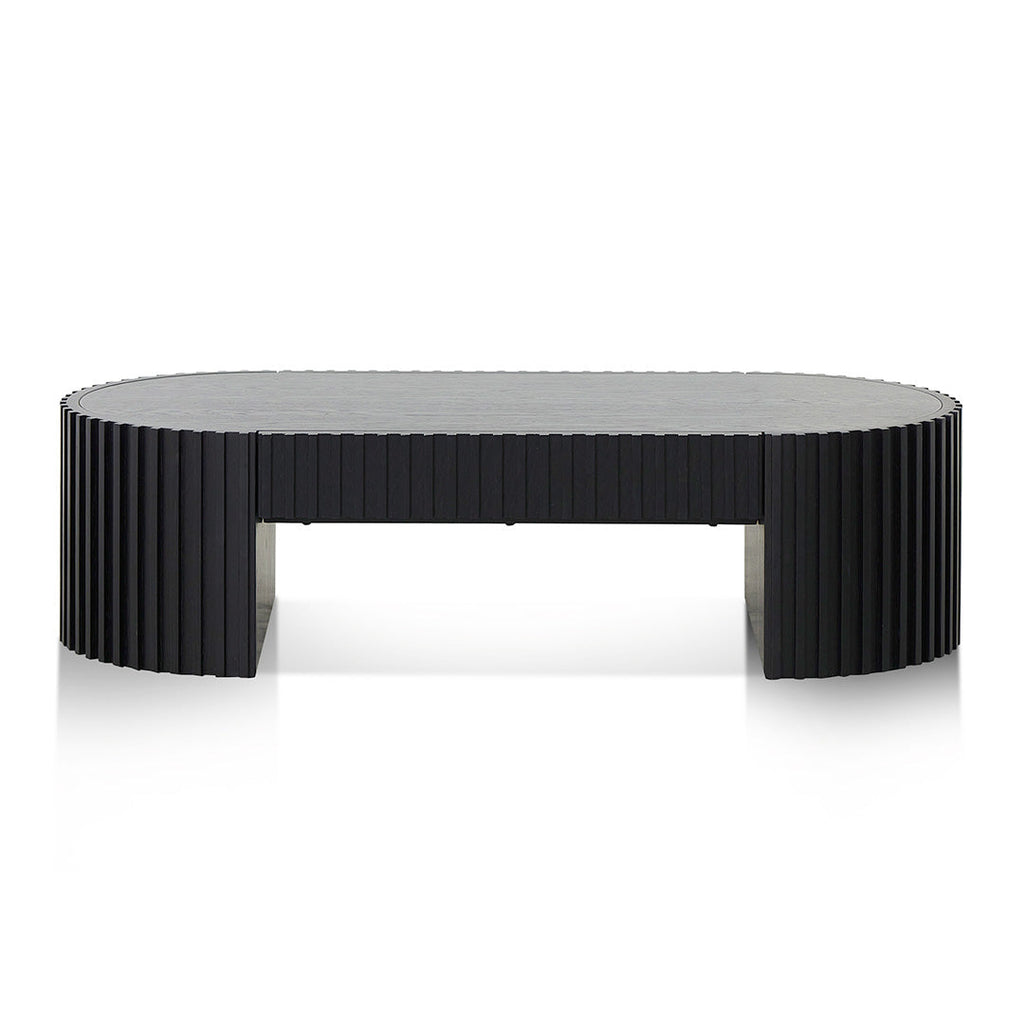 1.3m Oval Venezia Coffee Table - Full Black Oak