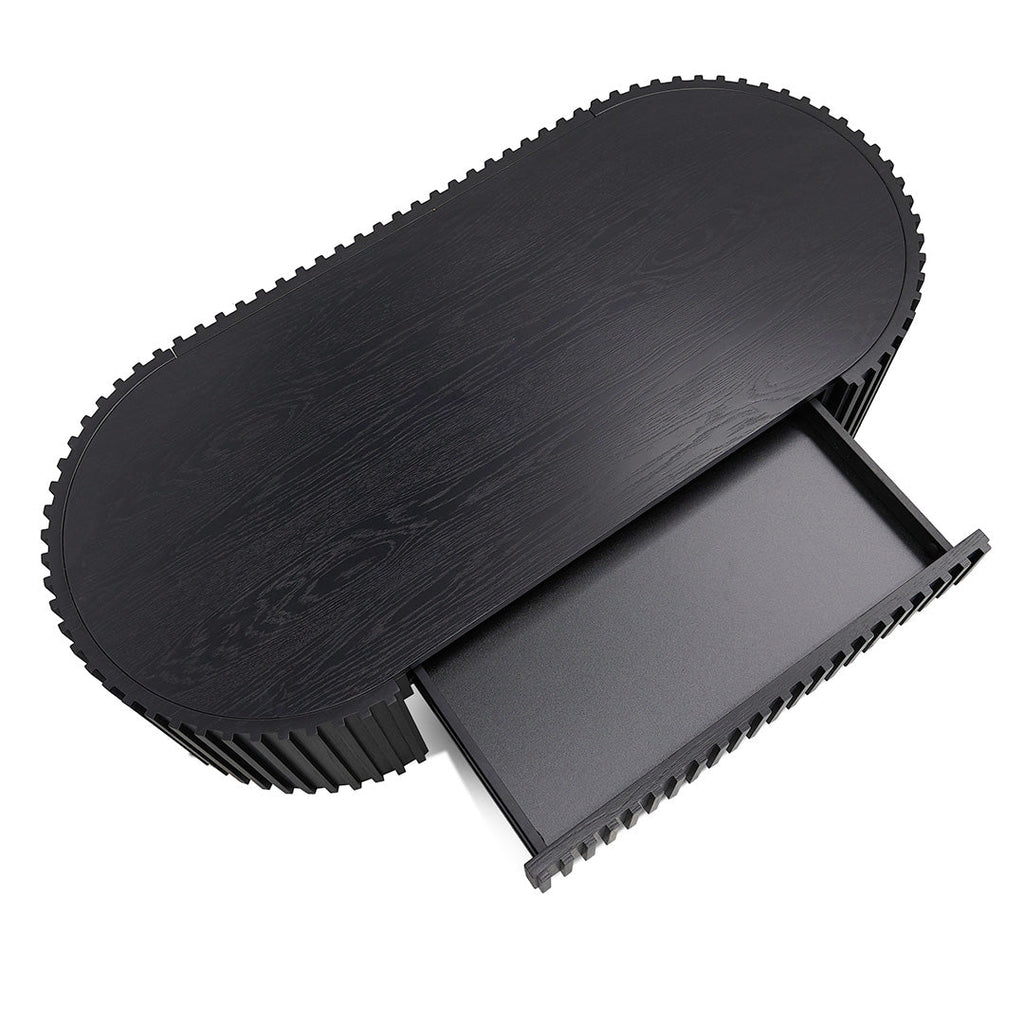 1.3m Oval Venezia Coffee Table - Full Black Oak