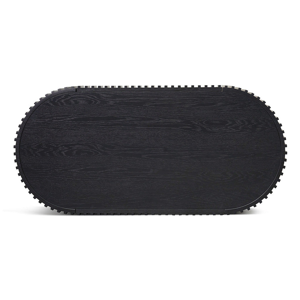 1.3m Oval Venezia Coffee Table - Full Black Oak