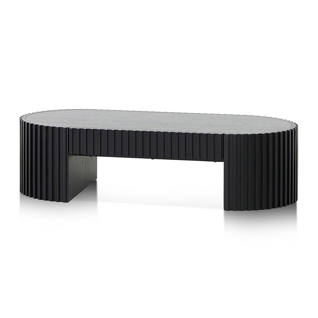 1.3m Oval Venezia Coffee Table - Full Black Oak