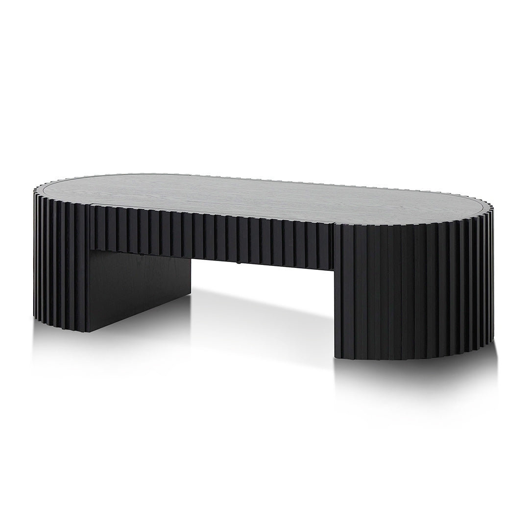 1.3m Oval Venezia Coffee Table - Full Black Oak