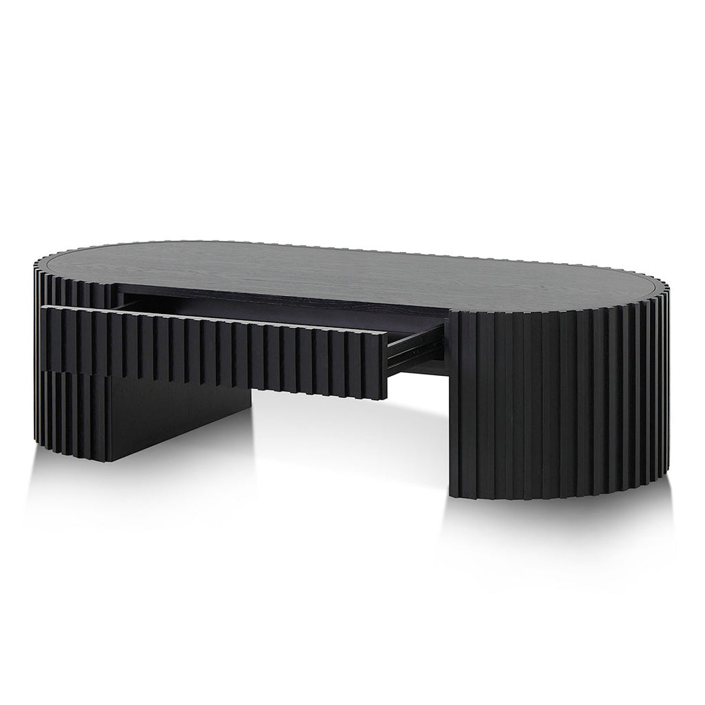 1.3m Oval Venezia Coffee Table - Full Black Oak