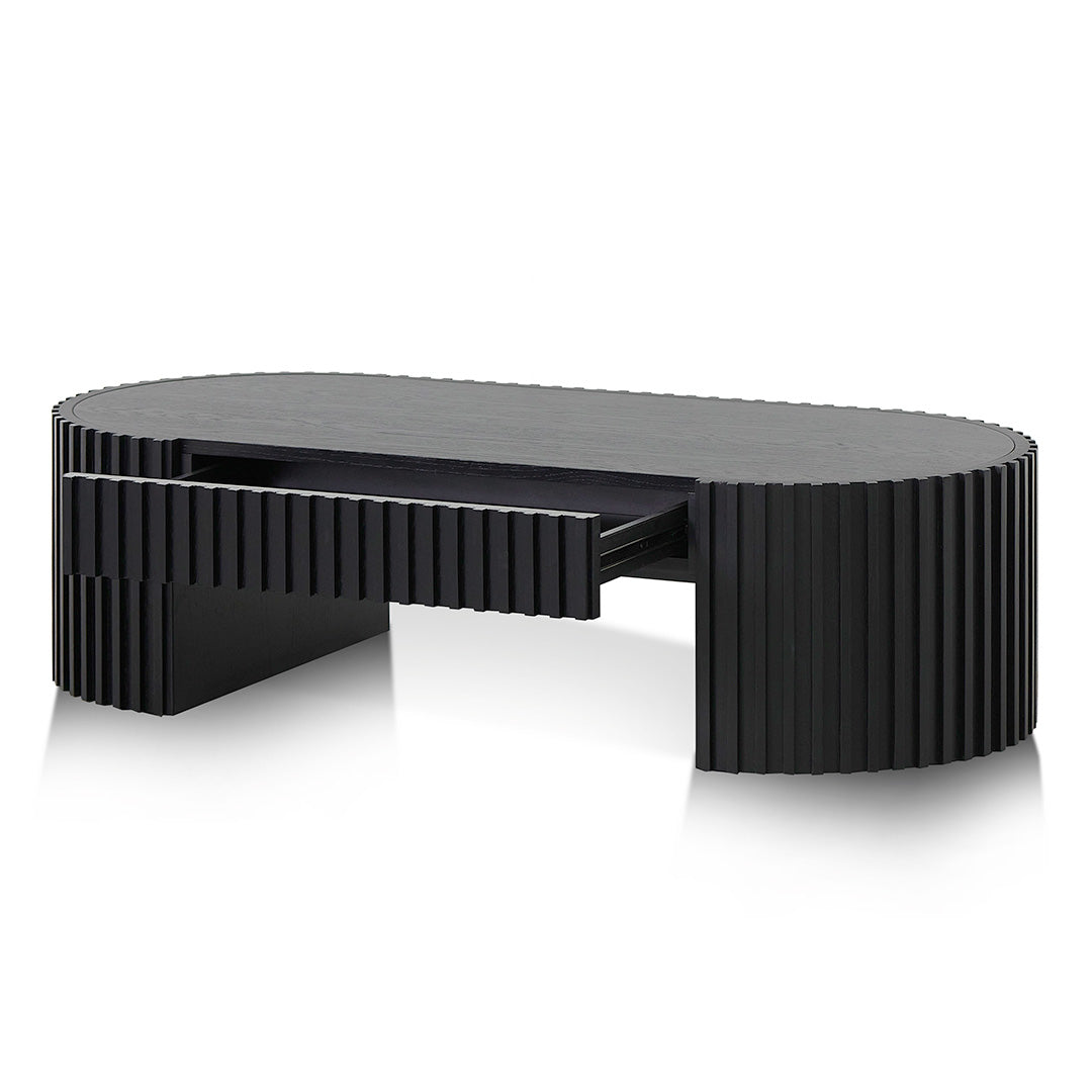 1.3m Oval Venezia Coffee Table - Full Black Oak