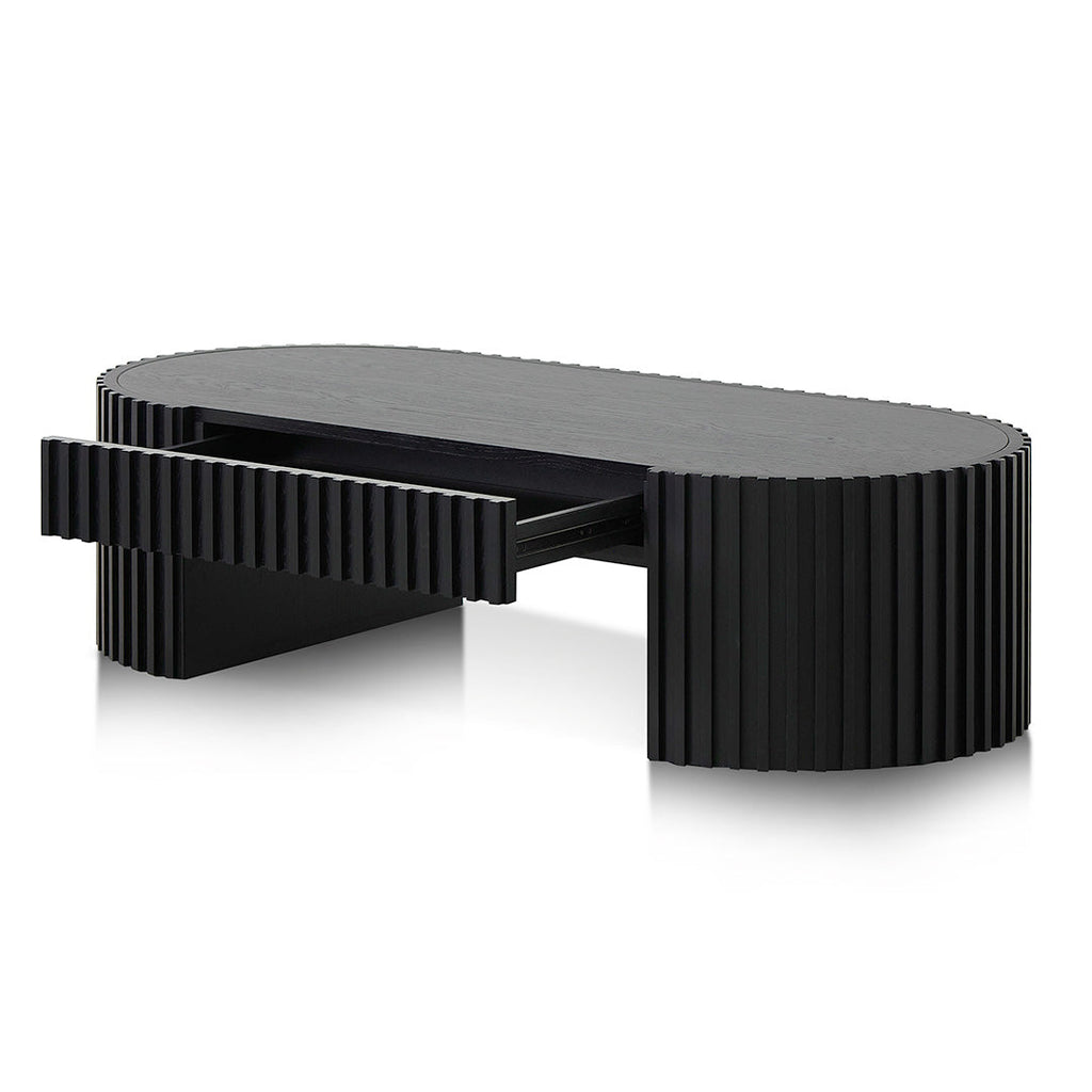 1.3m Oval Venezia Coffee Table - Full Black Oak