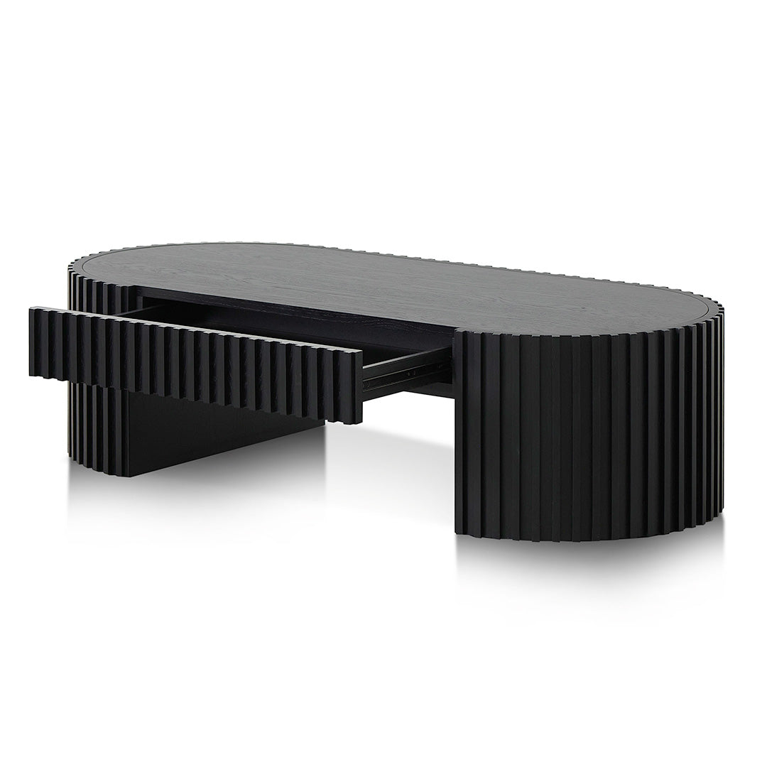 1.3m Oval Venezia Coffee Table - Full Black Oak