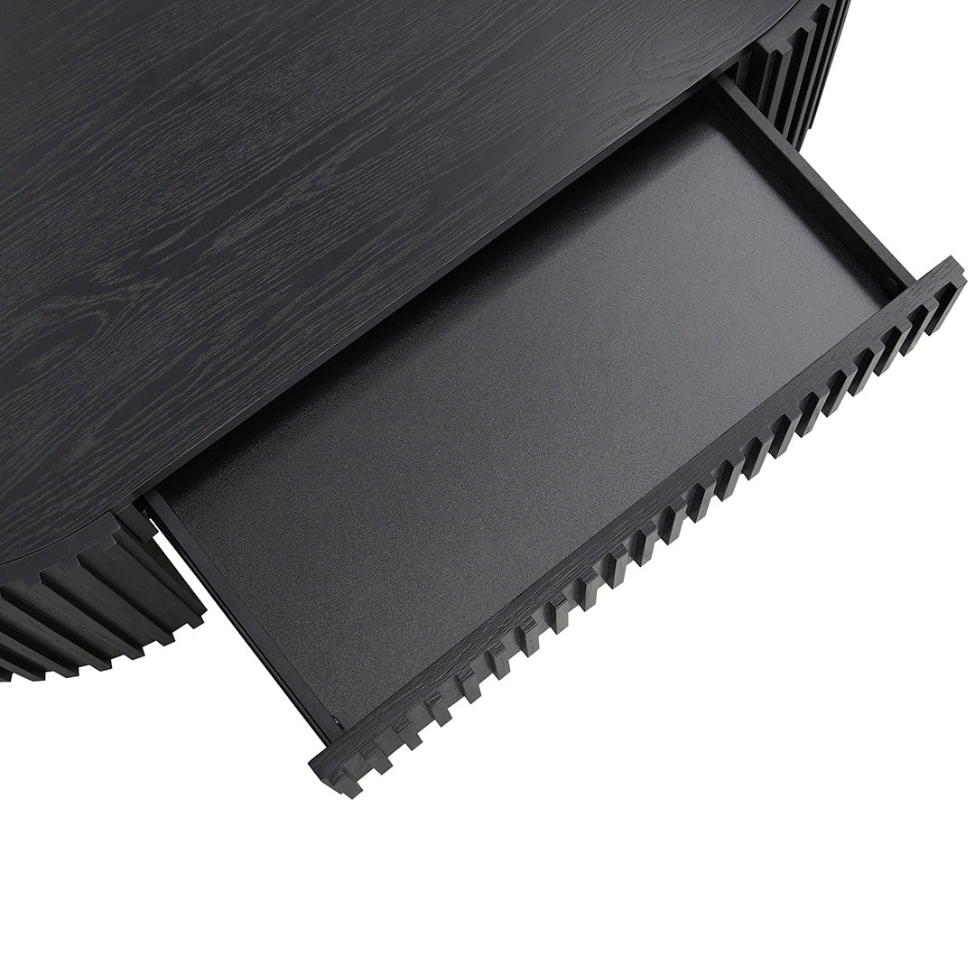 1.3m Oval Venezia Coffee Table - Full Black Oak