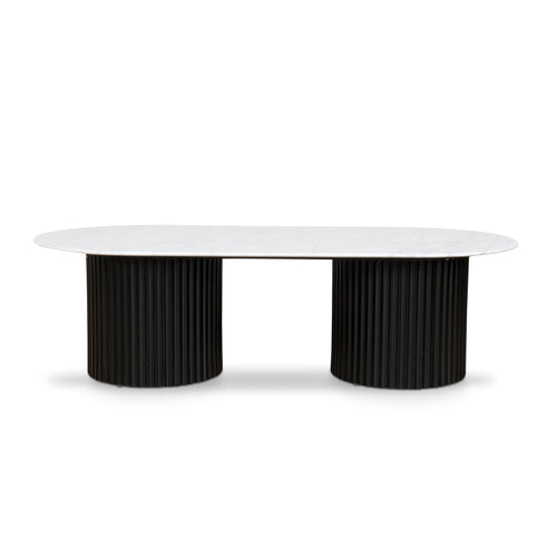 1.3m Marble Venezia Coffee Table - Black
