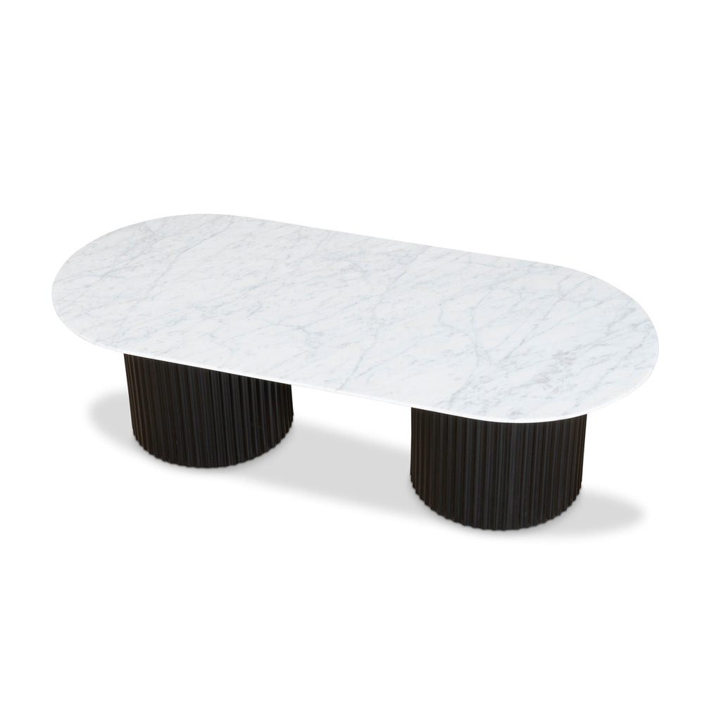 1.3m Marble Venezia Coffee Table - Black