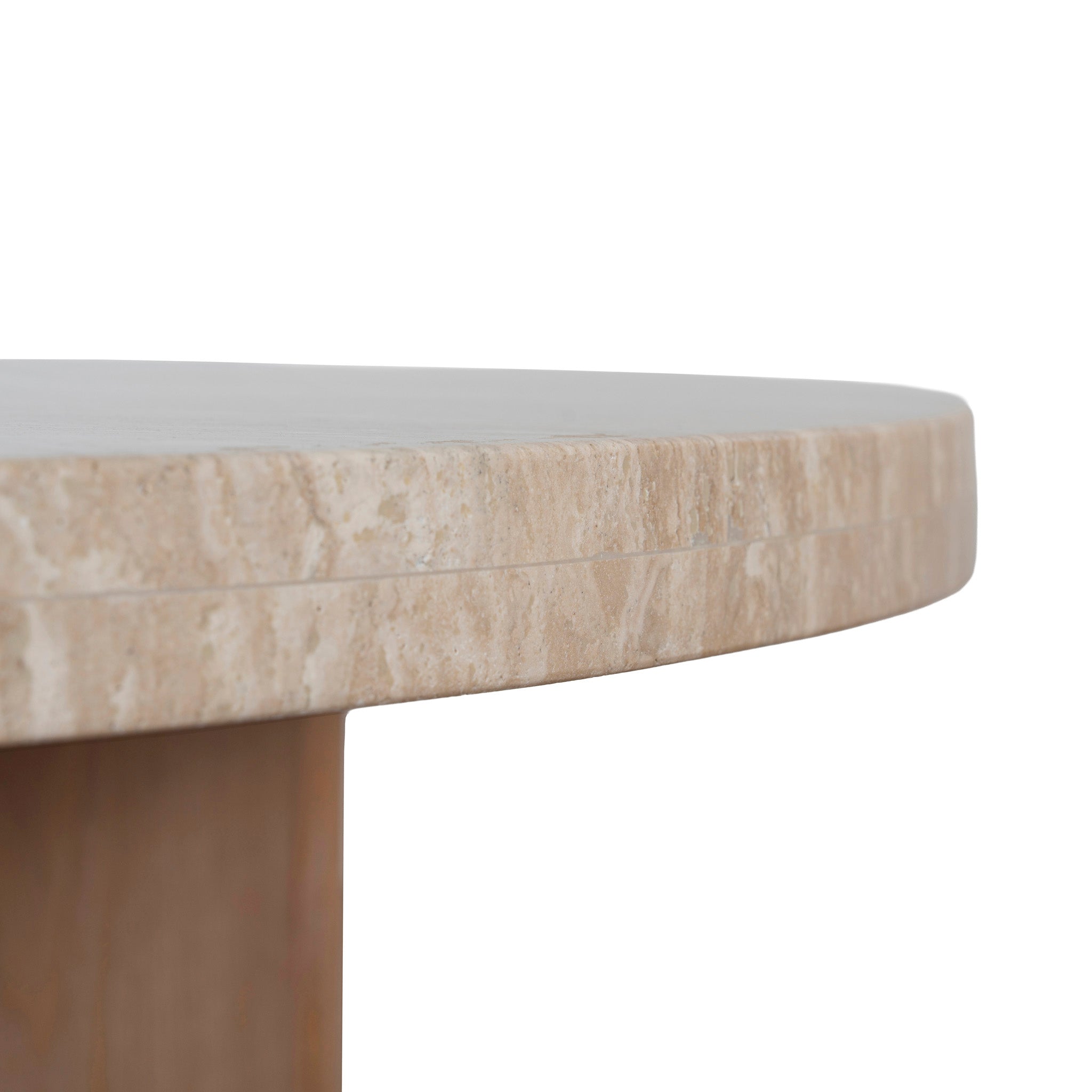 Travertine Marble 100cm Round Venezia Coffee Table - Light Natural Elm