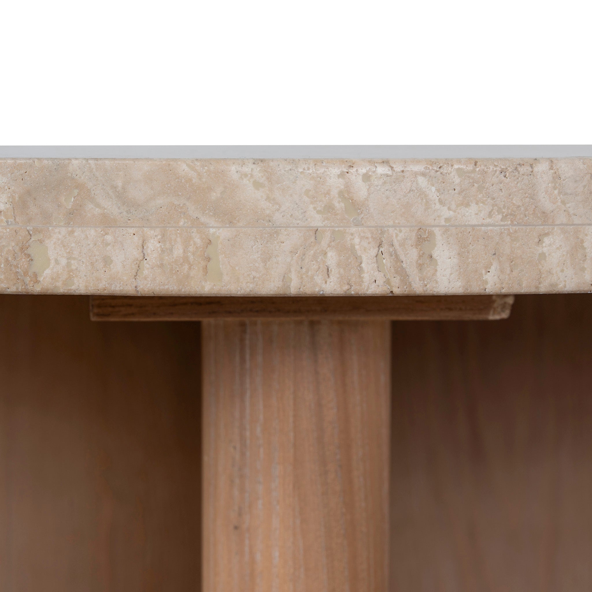Travertine Marble 100cm Round Venezia Coffee Table - Light Natural Elm