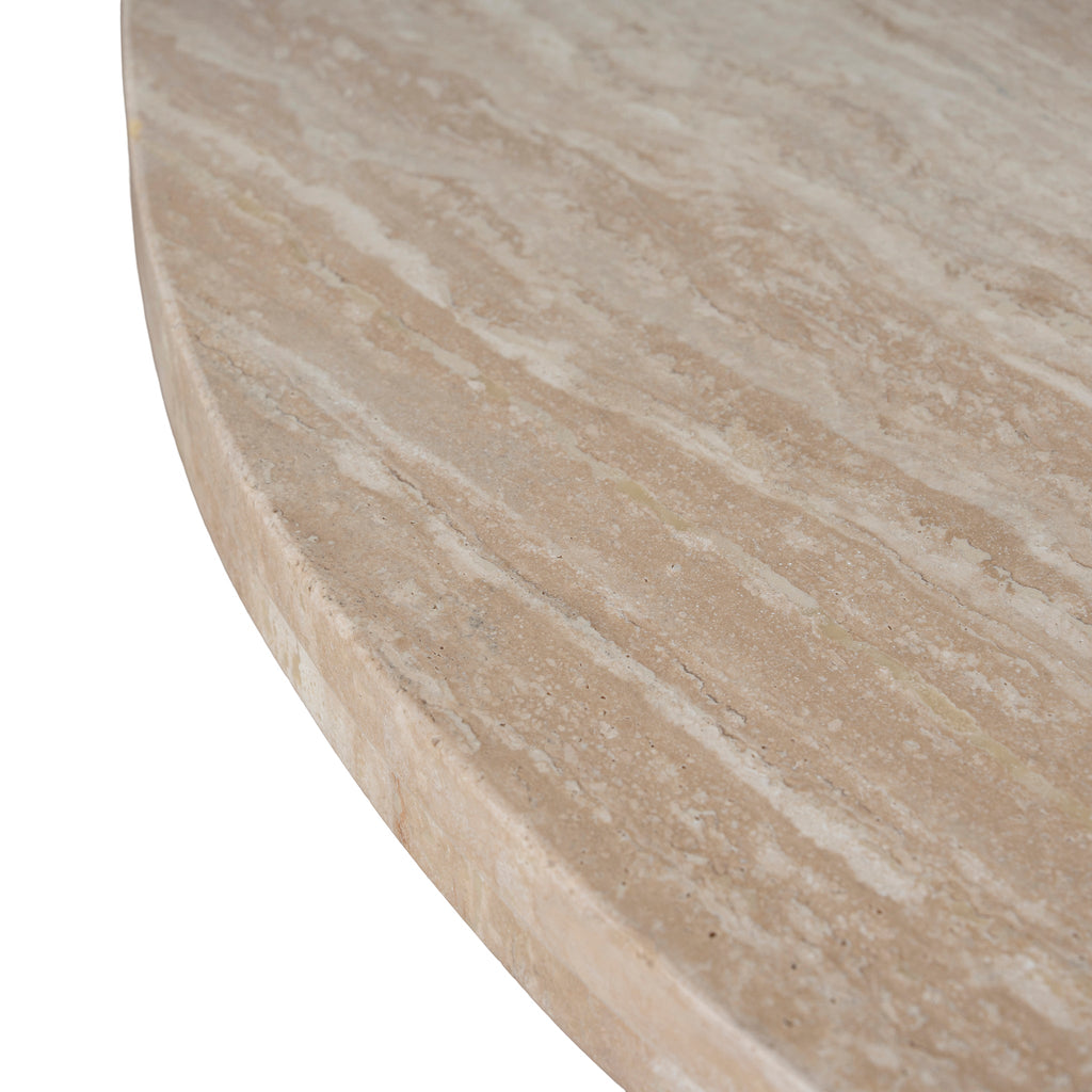 Travertine Marble 100cm Round Venezia Coffee Table - Light Natural Elm