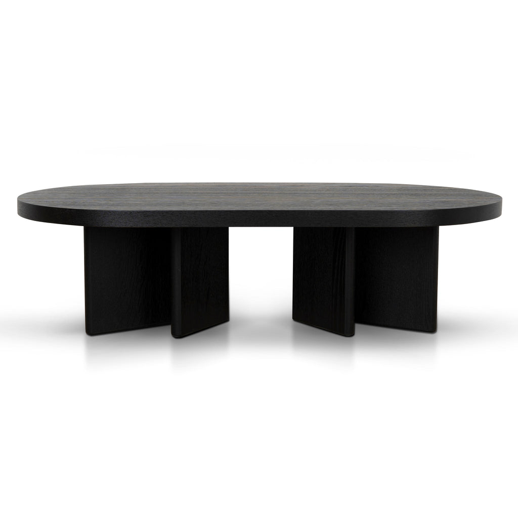 1.3m Pill Shape Venezia Coffee Table - Textured Espresso Black