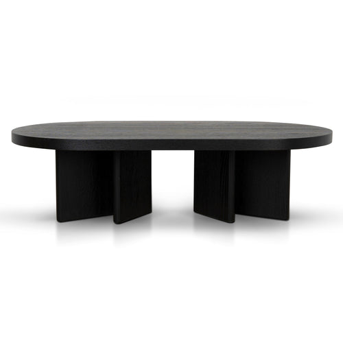 1.3m Pill Shape Venezia Coffee Table - Textured Espresso Black