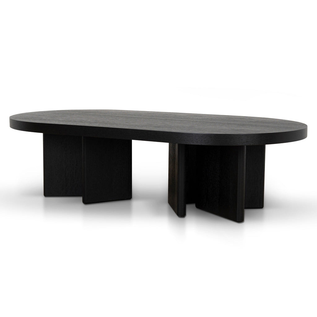 1.3m Pill Shape Venezia Coffee Table - Textured Espresso Black