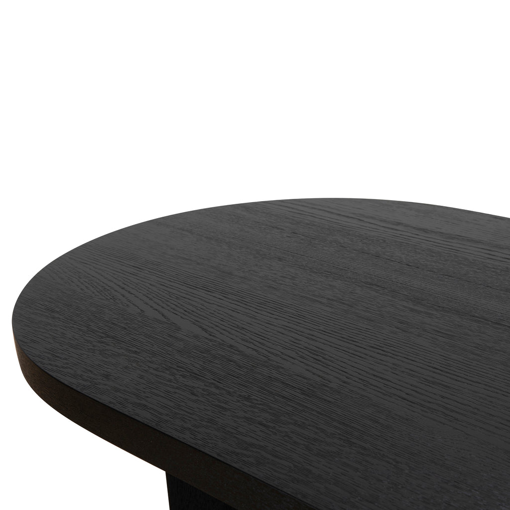 1.3m Pill Shape Venezia Coffee Table - Textured Espresso Black