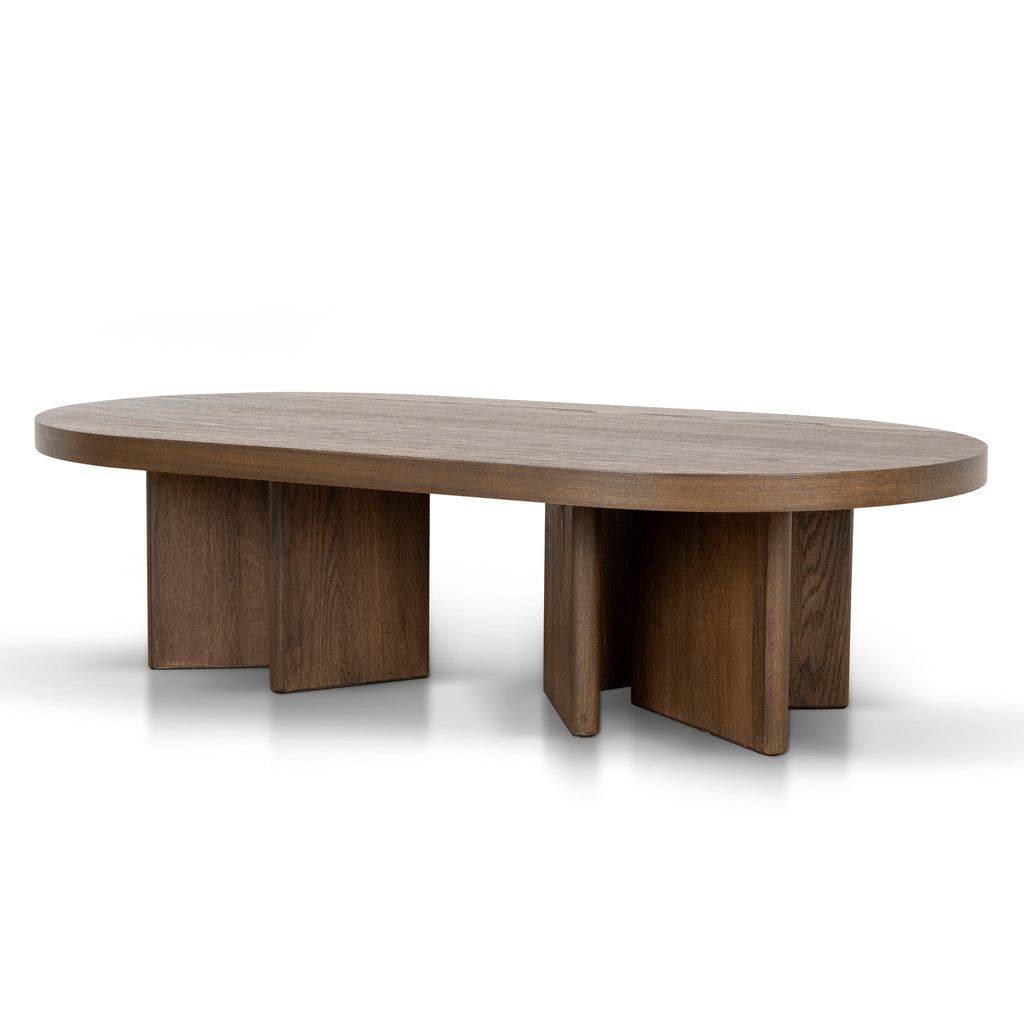 1.3m Pill Shape Venezia Coffee Table - Caramel Oak