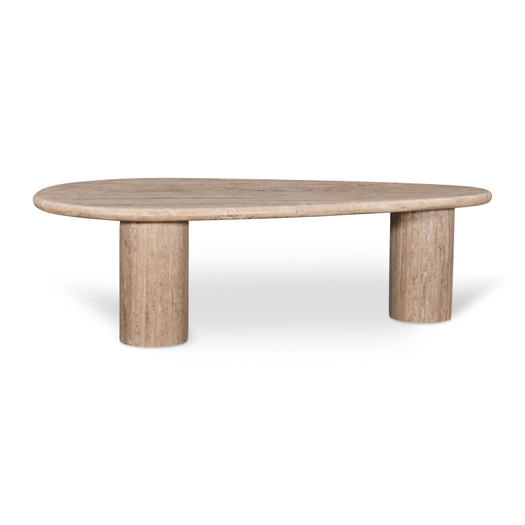 1.2m Travertine Top Oval Venezia Coffee Table - Walnut