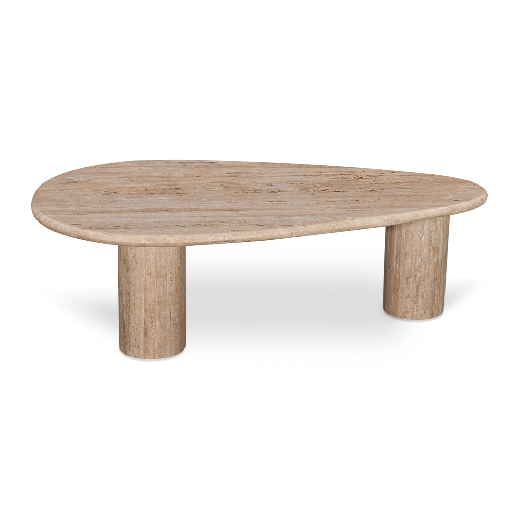 1.2m Travertine Top Oval Venezia Coffee Table - Walnut