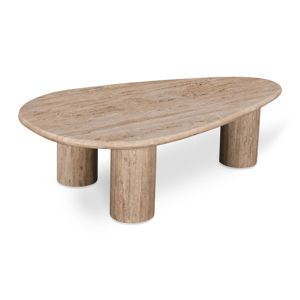 1.2m Travertine Top Oval Venezia Coffee Table - Walnut