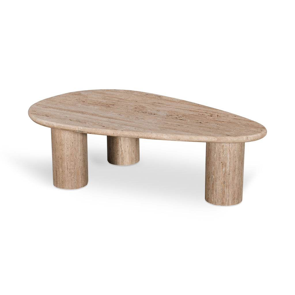1.2m Travertine Top Oval Venezia Coffee Table - Walnut