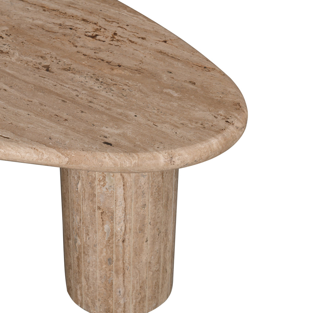 1.2m Travertine Top Oval Venezia Coffee Table - Walnut