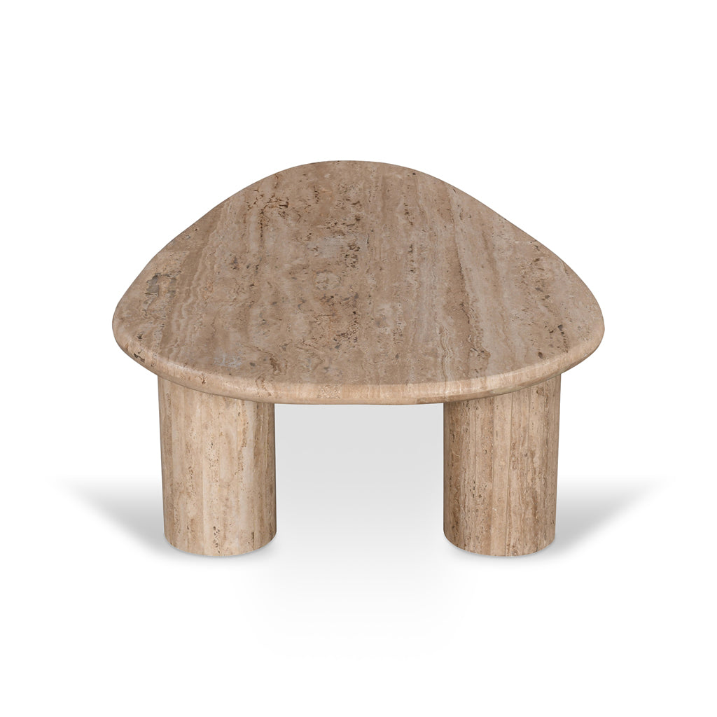 1.2m Travertine Top Oval Venezia Coffee Table - Walnut