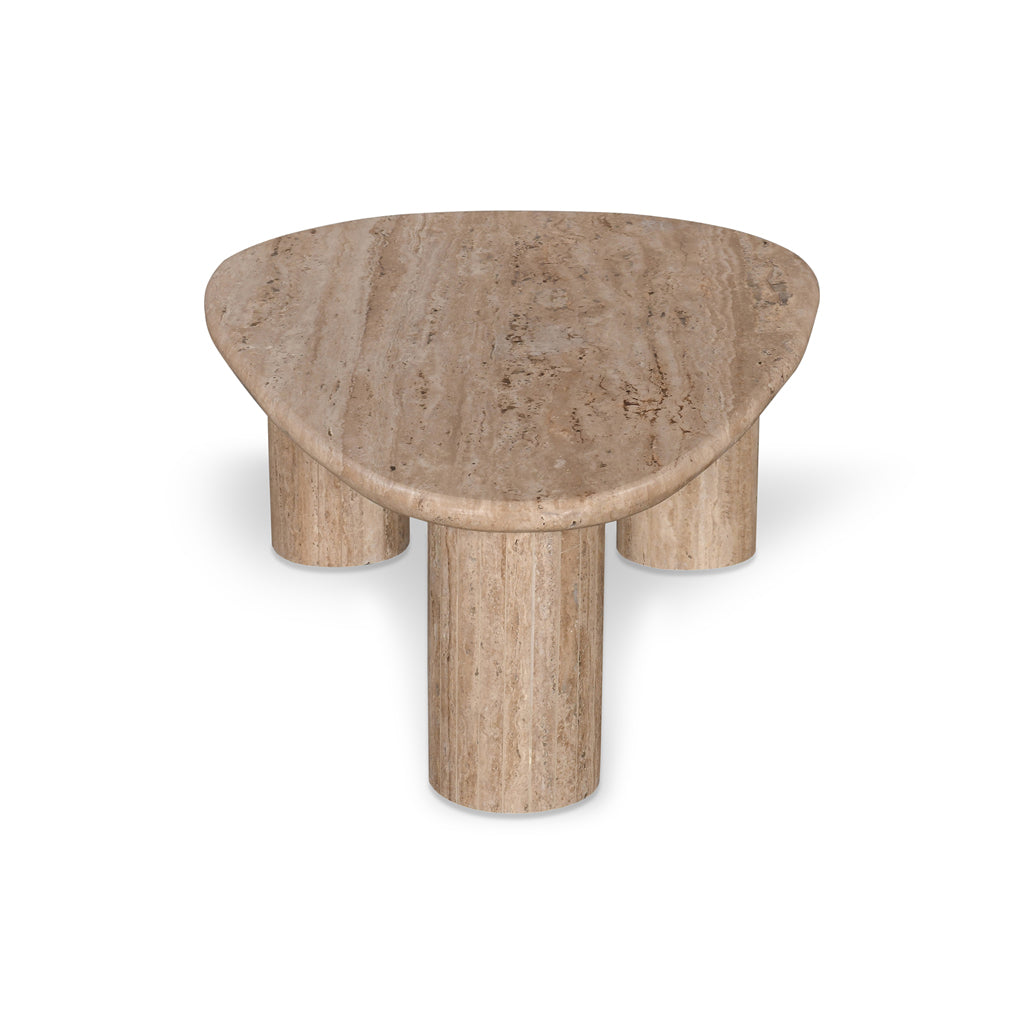1.2m Travertine Top Oval Venezia Coffee Table - Walnut
