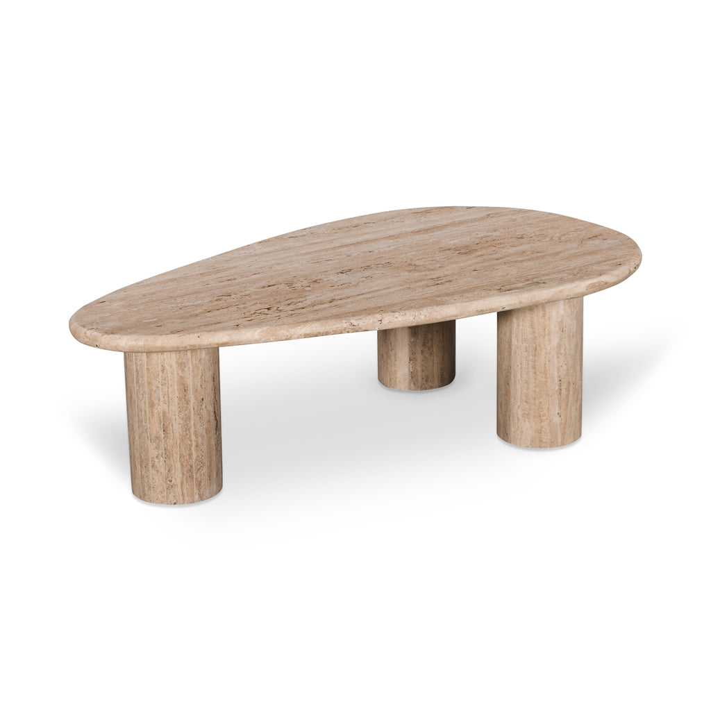 1.2m Travertine Top Oval Venezia Coffee Table - Walnut
