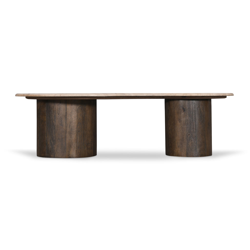 1.2m Travertine Top Venezia Coffee Table - Walnut