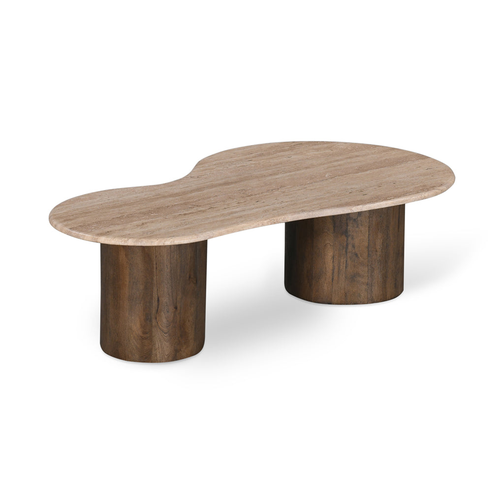 1.2m Travertine Top Venezia Coffee Table - Walnut