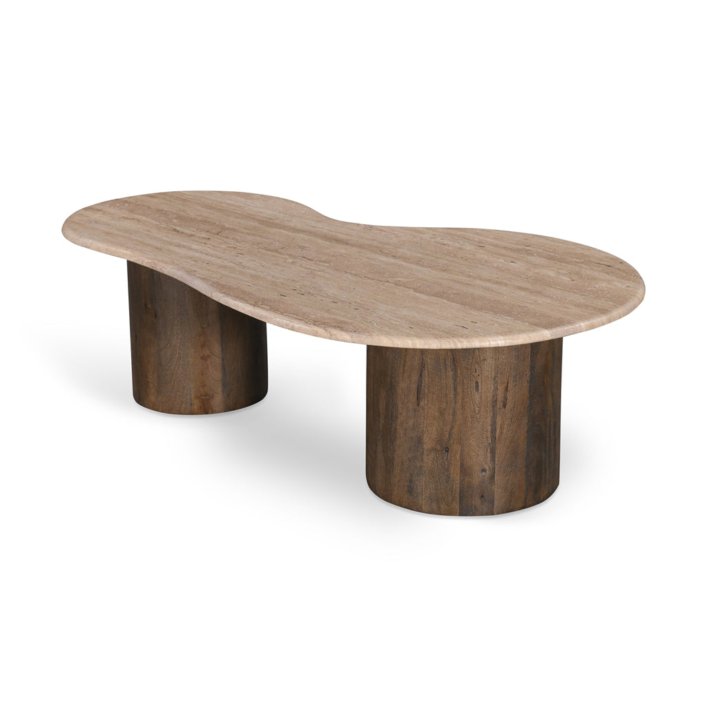 1.2m Travertine Top Venezia Coffee Table - Walnut