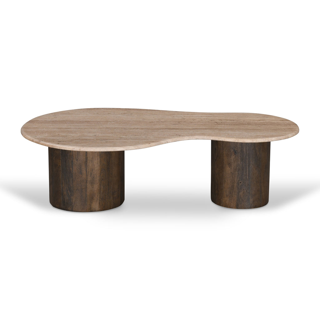 1.2m Travertine Top Venezia Coffee Table - Walnut