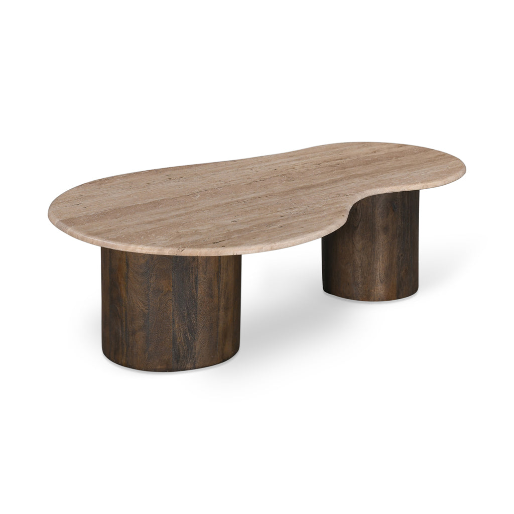1.2m Travertine Top Venezia Coffee Table - Walnut